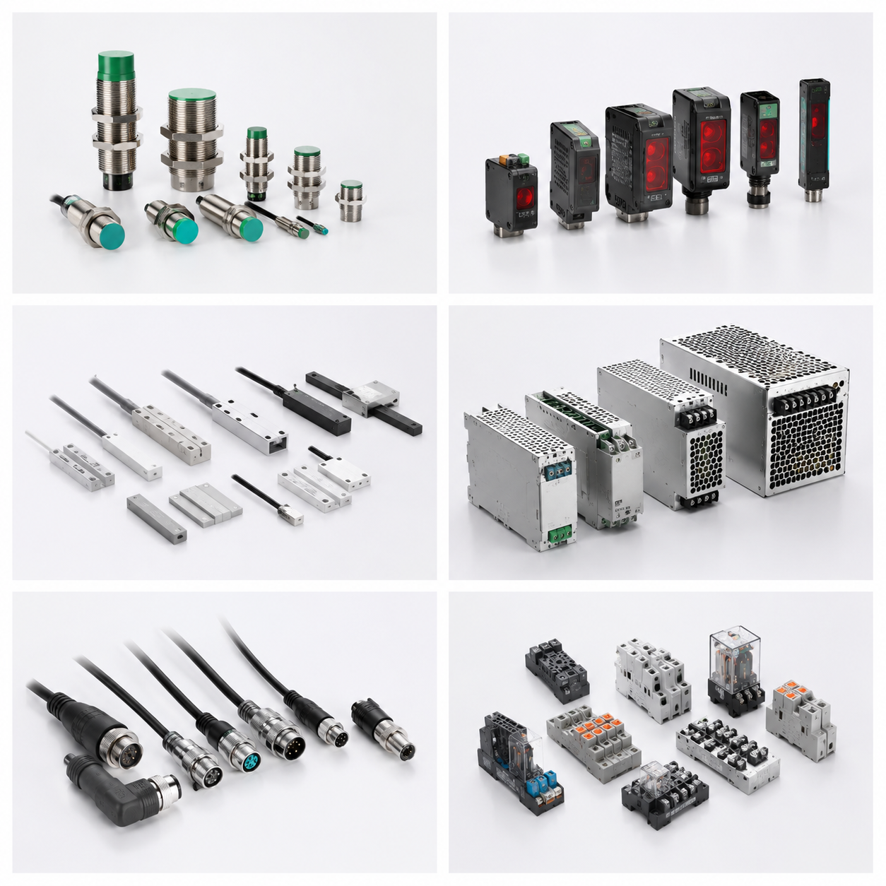 J&V proximity sensors, photoelectric sensors, magnetic switches, power supplies, industrial connectors and relays